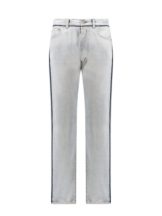 Cotton Jeans With Contrasting Profiles