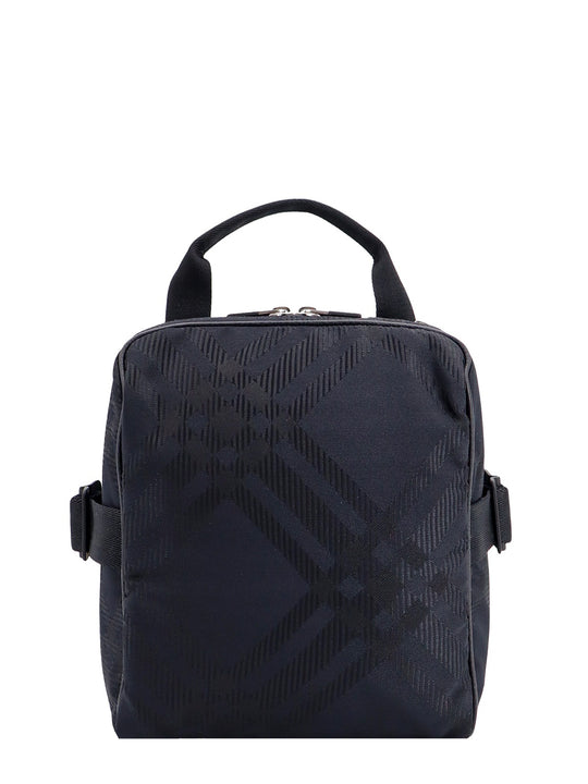 Nylon Shoulder Bag With Check Motif