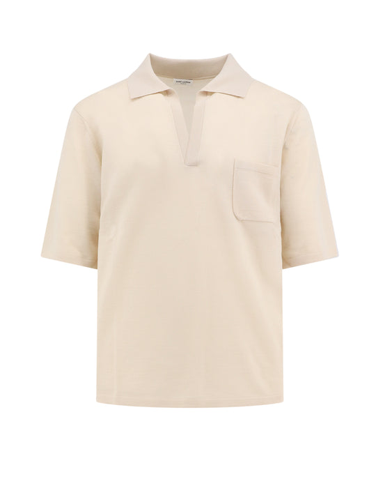 Responsible Wool Polo Shirt With Ton Sur Ton Monogram