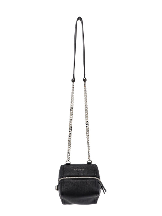 Leather Shoulder Bag With Metal Logo