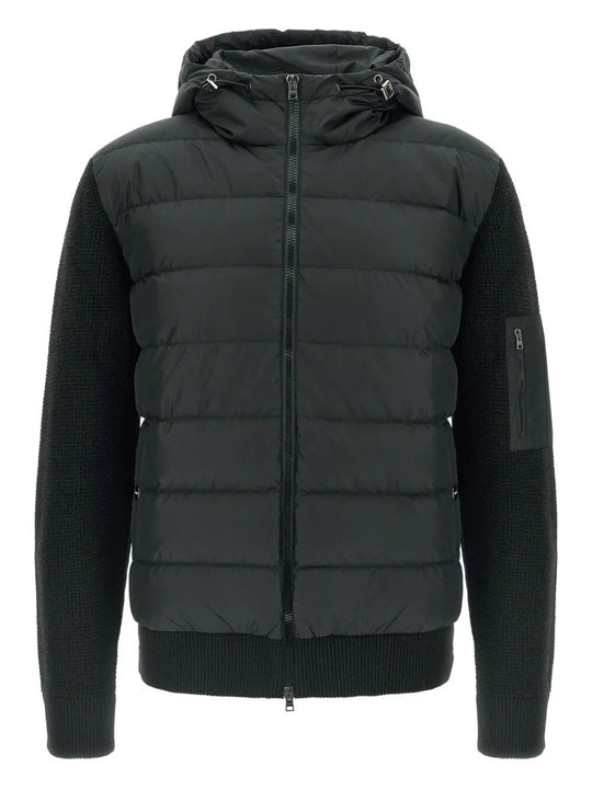 Padded Bomber Jacket With Wool Sleeves