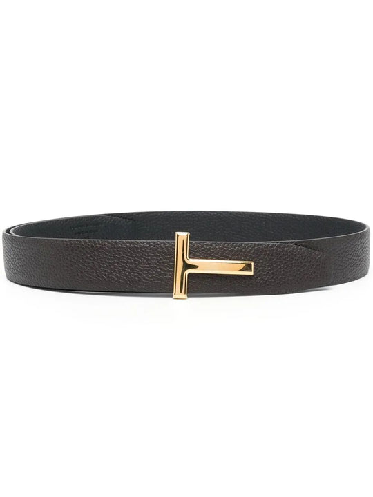 Grained Leather T-Buckle Belt