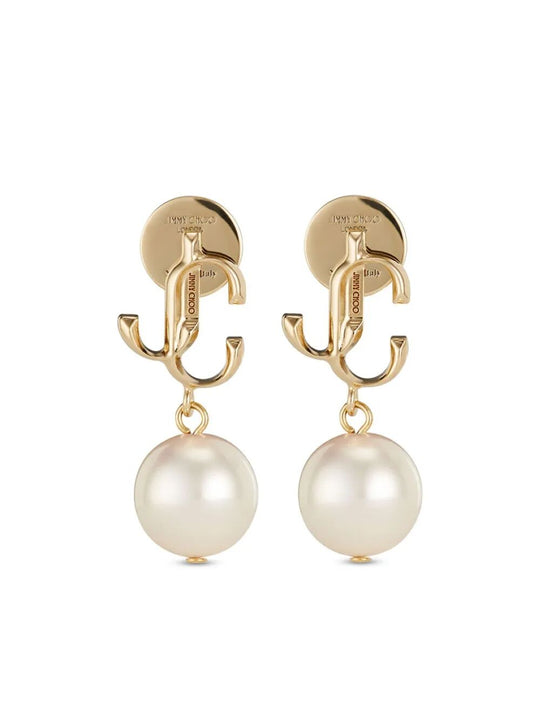 Gold-Finish Metal Jc Pearl Stud Earrings