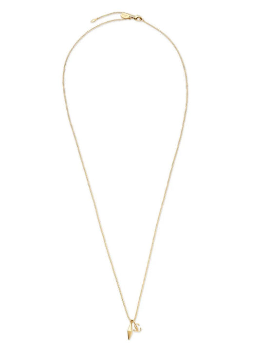 Gold Metal Diamond Jc Pendant Necklace