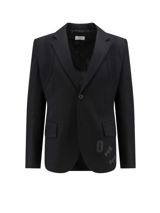 Virgin Wool Blazer With Off Patch