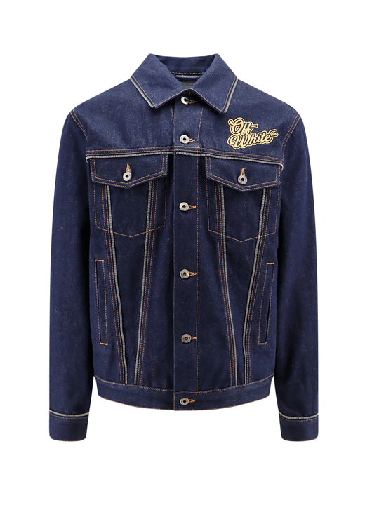 Denim Jacket With '90s Logo And Skate Zip