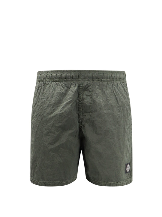 Nylon Swim Trunk Frontal Logo Patch