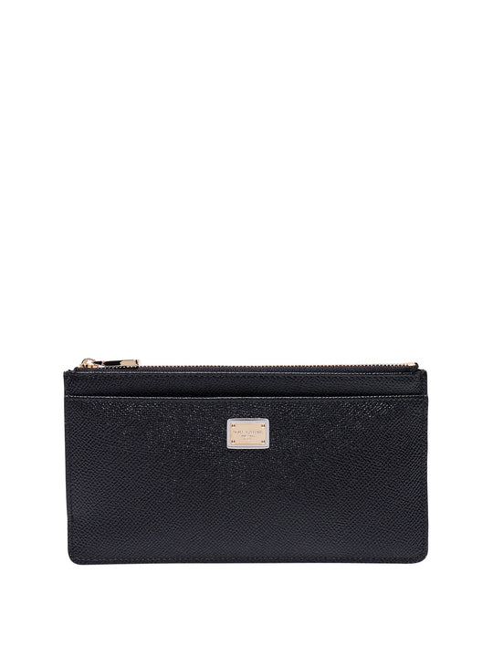 Leather Card Holder With Metal Logo