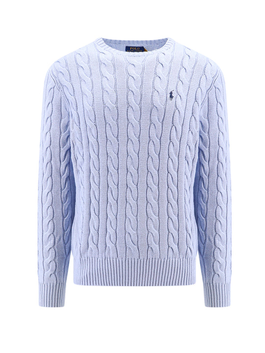 Cable Knit Cotton Sweater With Iconic Logo