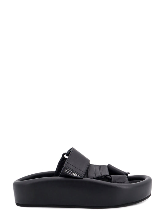 Slip-On Leather Sandals With Maxi Plateau