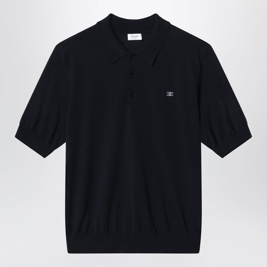 Navy Blue Cotton Polo Shirt With Triomphe Logo
