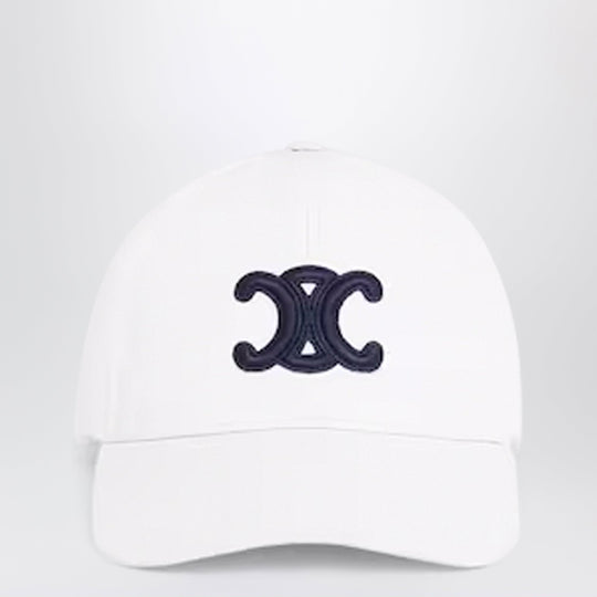 Triomphe Baseball Cap In White Cotton Gabardine