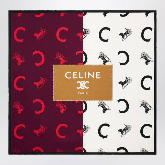 Silk Twill Foulard In Wines/Ivory/Camel Coloured