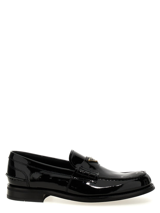 Logo Patent Leather Loafer Loafers Black