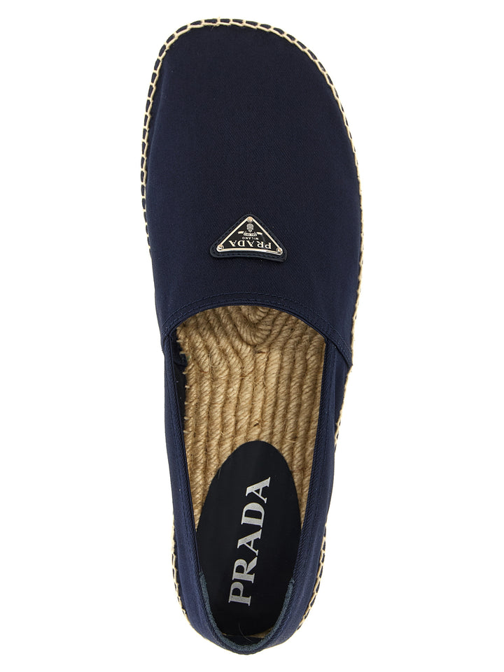 Prada Logo Tringolo Espadrilles Flat shoes - Blue | 4a017243fa1b4943c51ce88220343fd410aa0c20