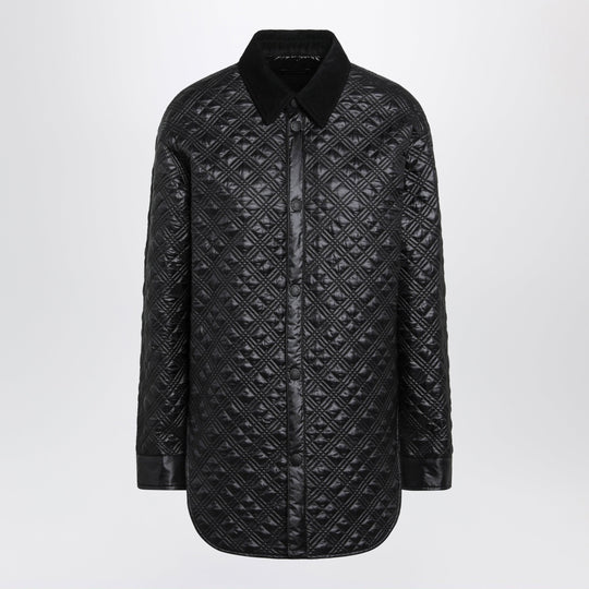 Black Padded Overshirt With Corduroy Collar