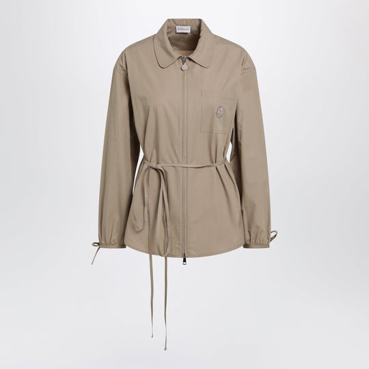 Beige Zip-Up Shirt Jacket