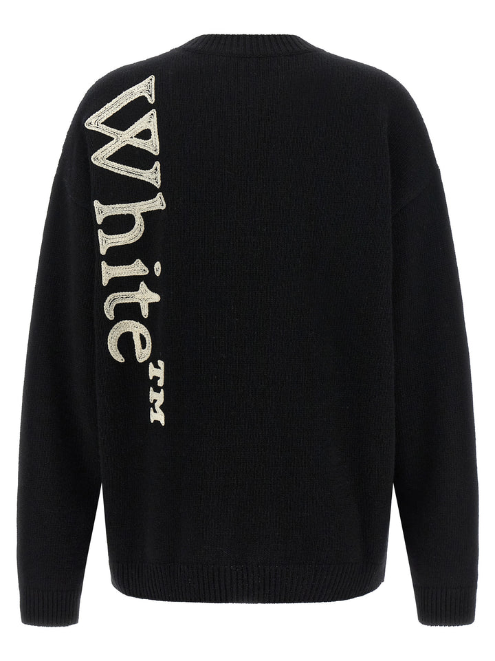 Off-White Vertical Bookish Sweaters and Cardigans - White/Black | e9940fad7756a20cf6cc759d613662520a351e9d
