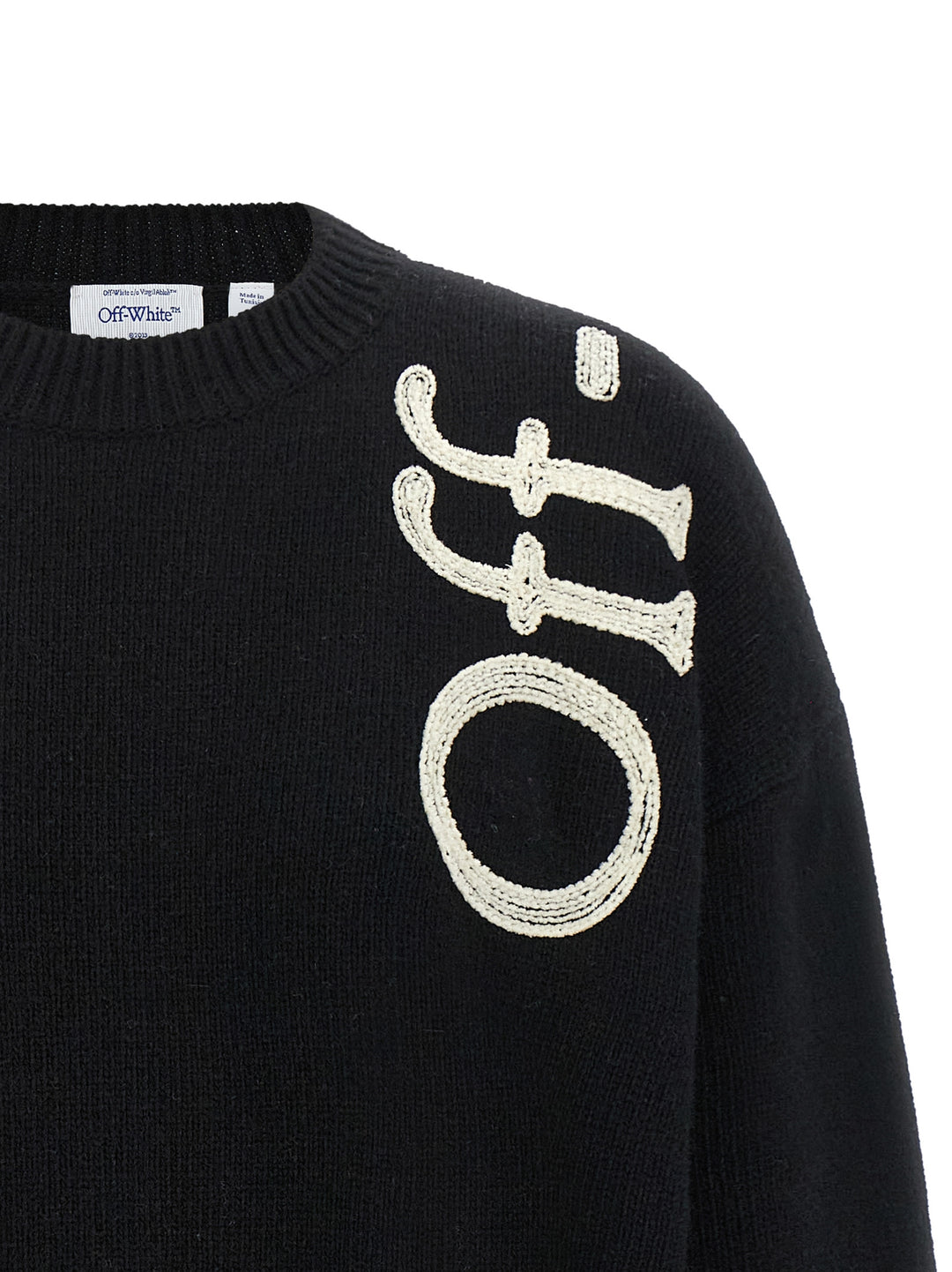 Off-White Vertical Bookish Sweaters and Cardigans - White/Black | a3ef28d008256481b088144c24c1e6202832232a