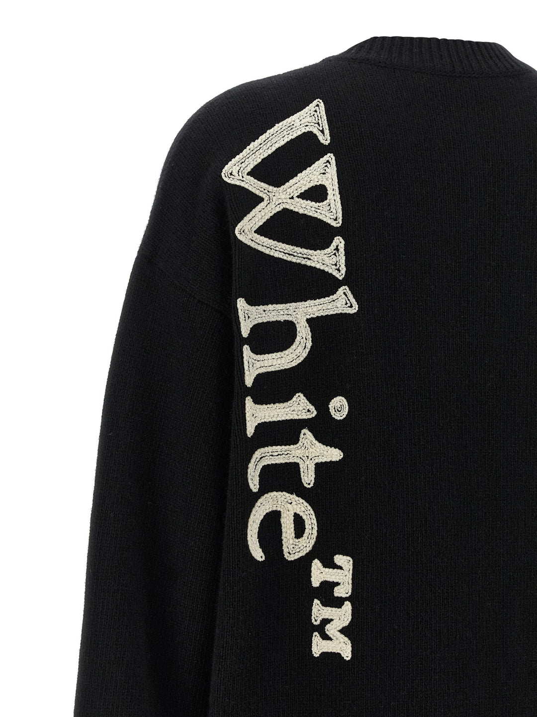 Off-White Vertical Bookish Sweaters and Cardigans - White/Black | 87a4a4d018ae81c7e86de7132a575f5bf24d1283