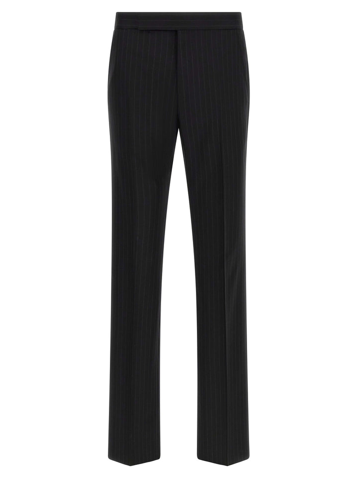 Tom Ford Pinstriped Double-Breasted Dress Suits - Black | 6984f581b0cb607355e90d76e76232a20cc46333