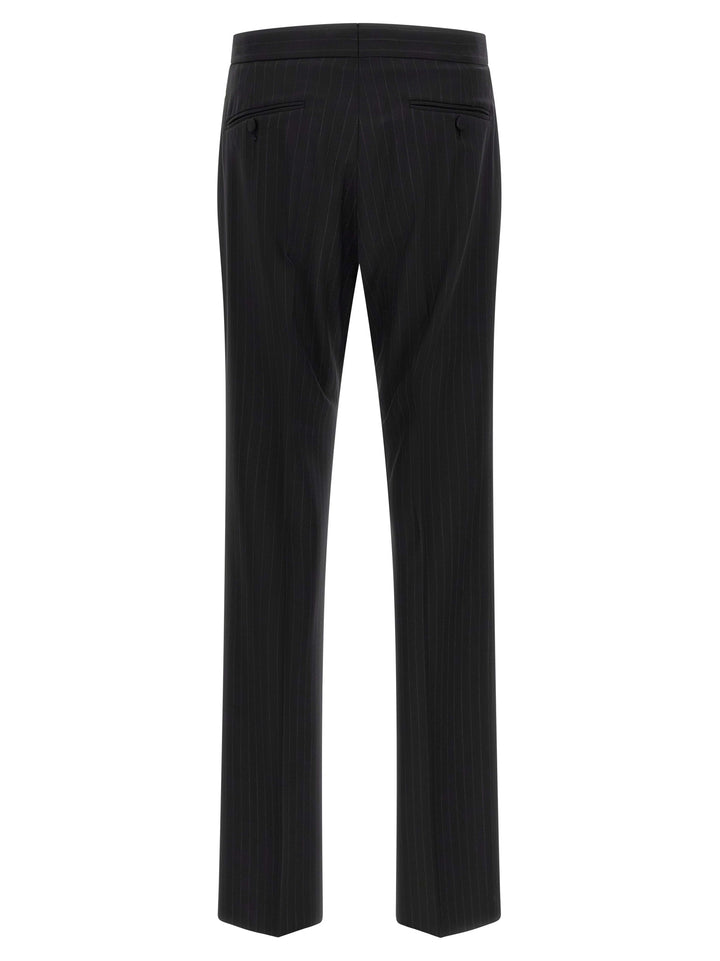 Tom Ford Pinstriped Double-Breasted Dress Suits - Black | dcb6445b2bd0eae6642a558581f9d0690adc5704
