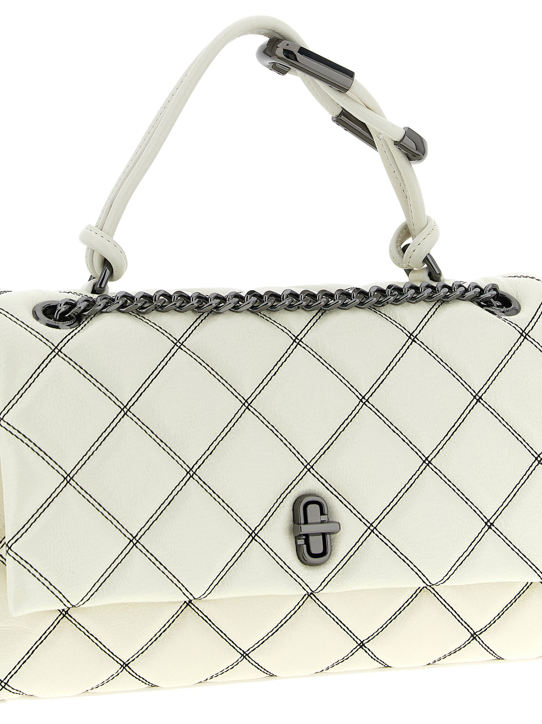 Marc Jacobs The Bi-Color Quilted Dual Shoulder Bags - White/Black | 1eb4cc212cdaad23ef23f092a63512e0ae1f9403