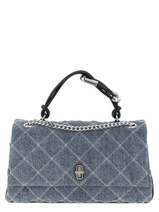 The Quilted Denim Dual Shoulder Bags Blue