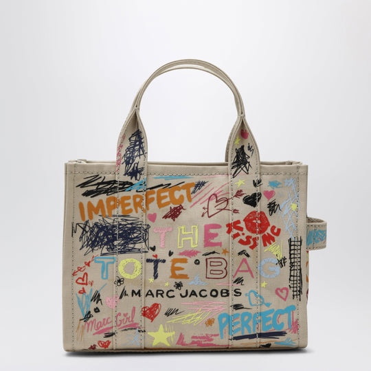 The Tote Bag Small Beige With Punk Lettering