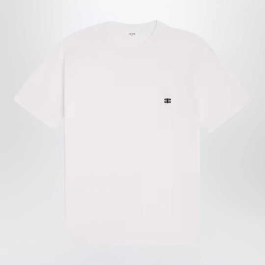 White T-Shirt With Embroidered Triomphe Logo