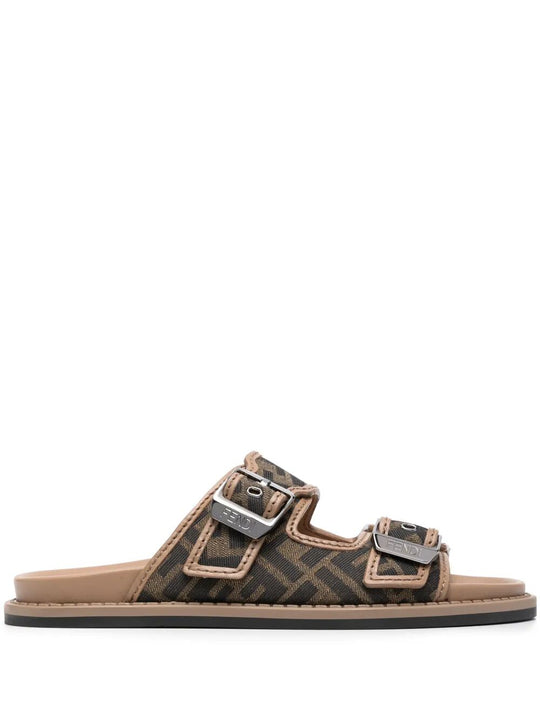 Fendi Feel Ff Jacquard Fabric Sandals