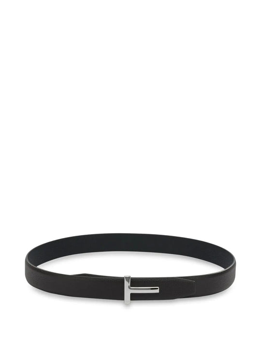 T-Buckle Two-Tone Grained Leather Belt