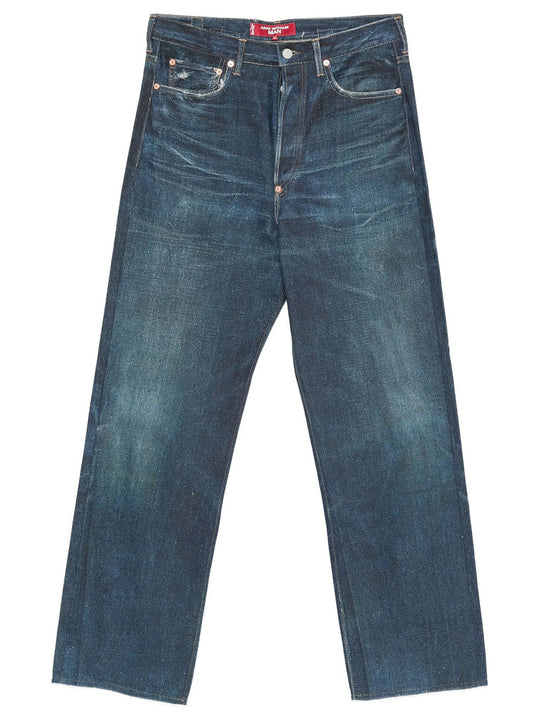 Faded-Effect Straight-Leg Jeans