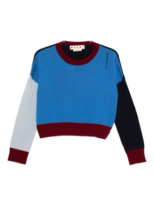 Colour-Block Cashmere Cropped Sweater