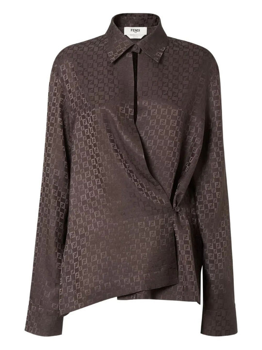 Silk Ff Jacquard Crossover Shirt