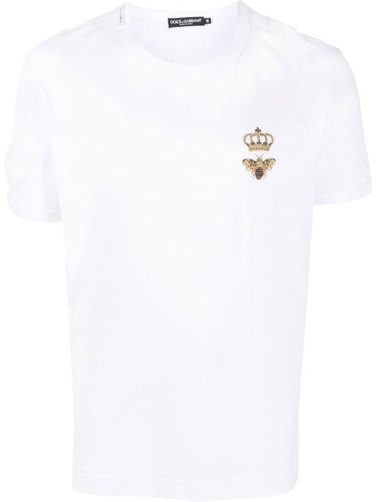 Cotton Jersey T-Shirt With Lurex Embroidery