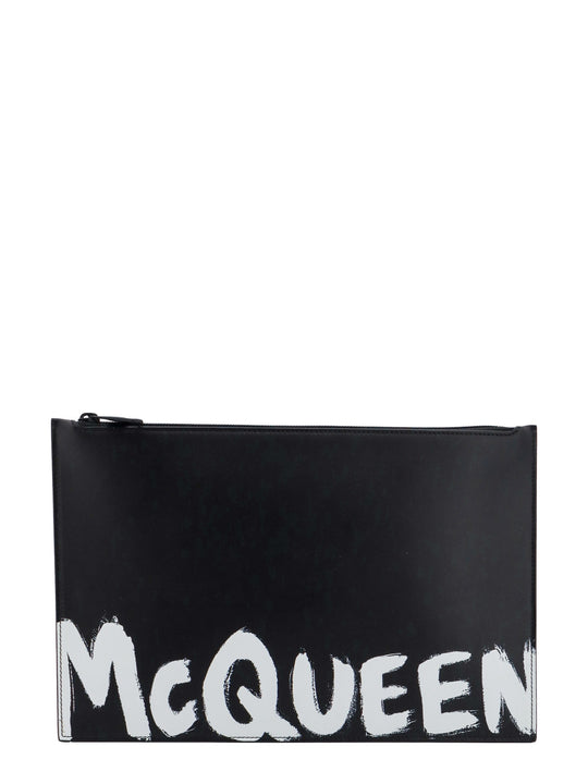Leather Clutch With Mcqueen Graffiti Logo