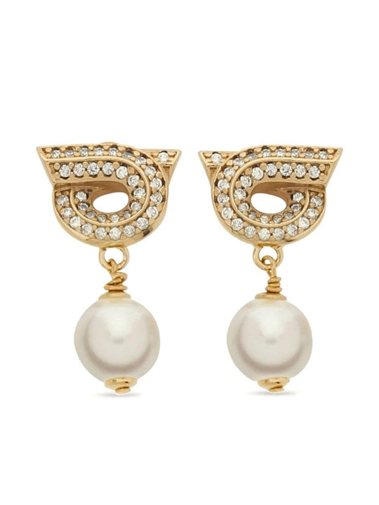 Gancini Earrings With Pearls And Crystals