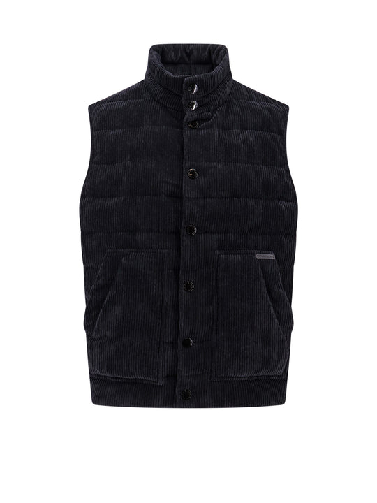 Corsuroy Sleeveless Jacket With Padding