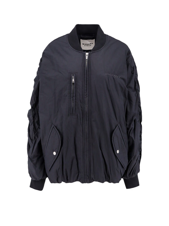 Biologic Cotton And Recycled Nylon Jacket With Embroidered Logo