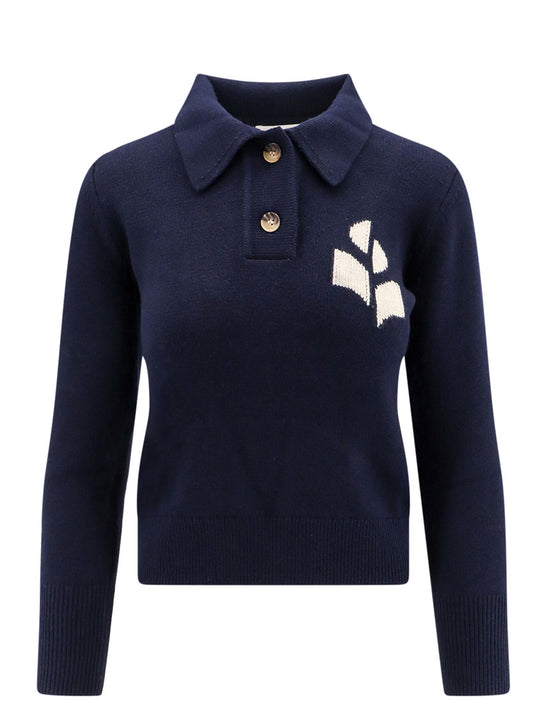 Organic Cotton Sweater And Wool With Embroidered Logo