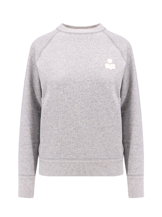 Cotton Blend Sweatshirt With Flocked Logo