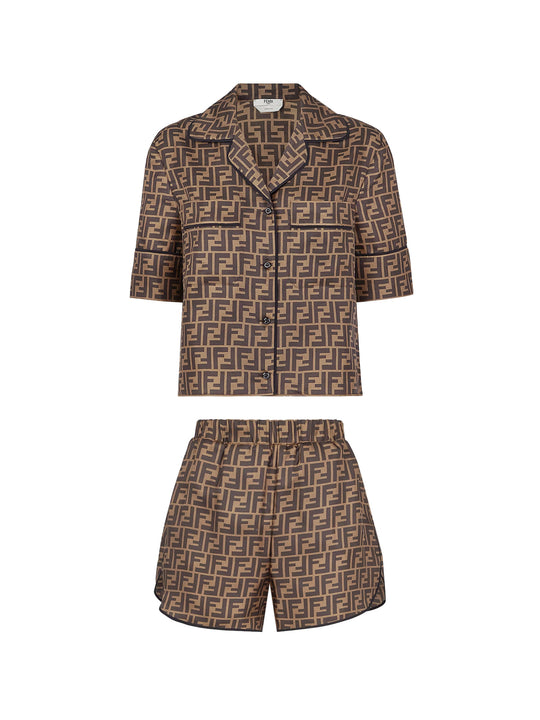 Silk Pajamas With Ff Motif