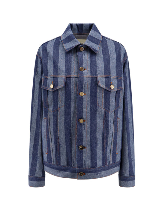 Denim Jacket With Pequin Stripes
