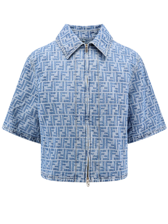 Cotton And Linen Shirt With Ff Motif