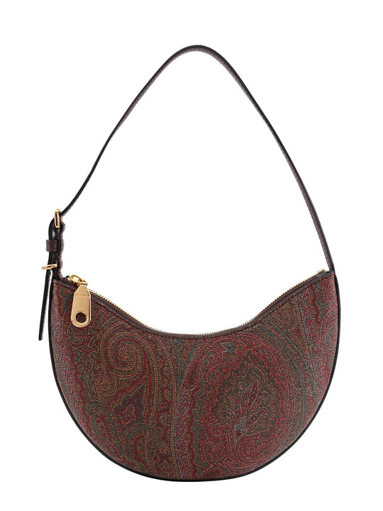 Coated Canvas Shoulder Bag With Paisley Motif
