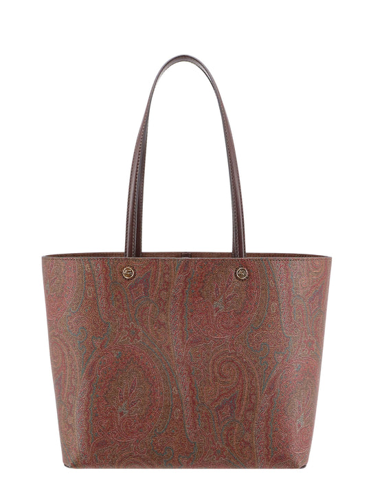Coated Canvas Shoulder Bag With Paisley Motif