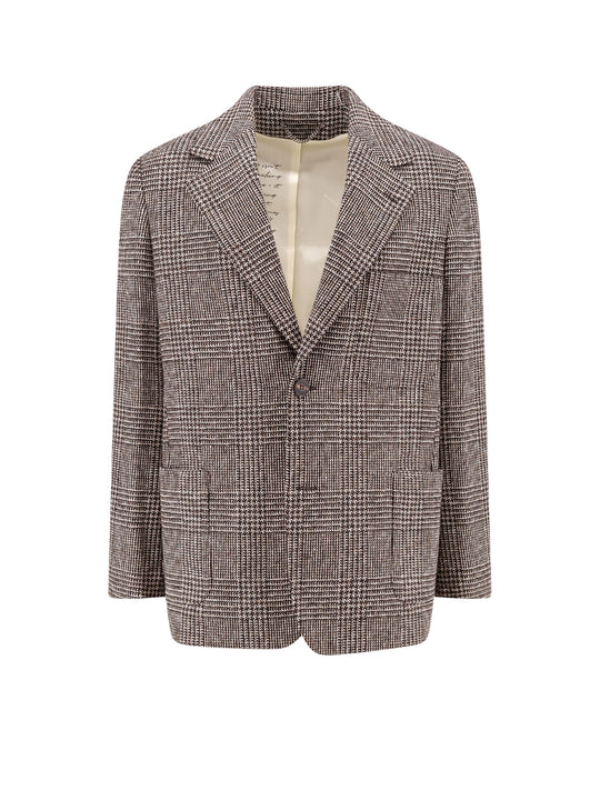 Prince Of Wales Wool Blend Blazer