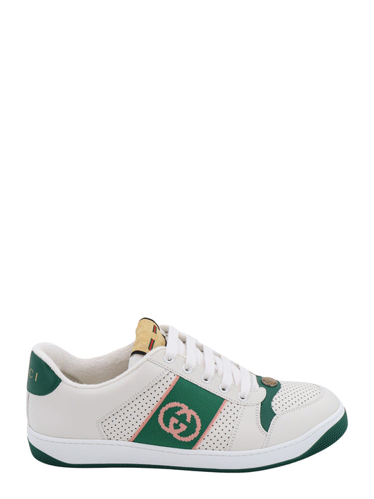 Perfortaed Leather Sneakers With Lateral Gg Band