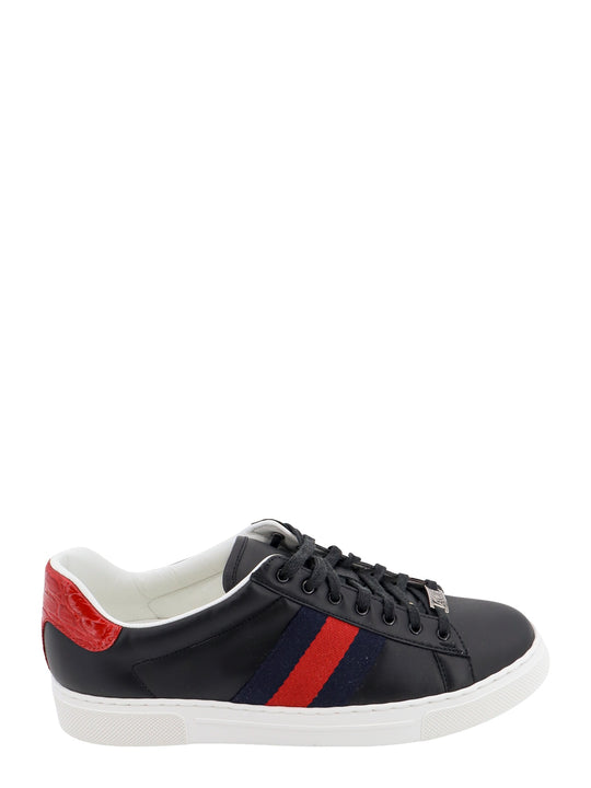 Ace Leather Sneakers With Lateral Web Band